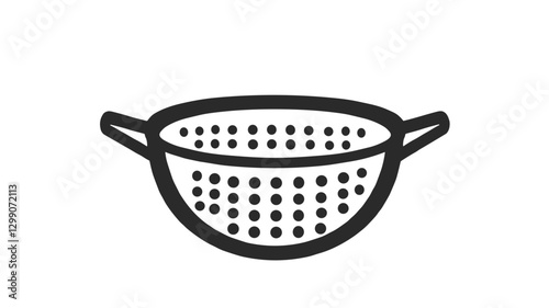 Outline colander design on white background for cooking and kitchenware concept