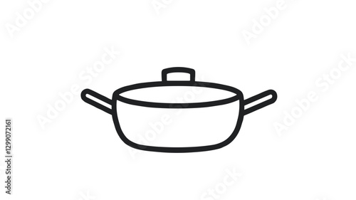 Outline saucepan design on white background for cooking and kitchenware concept