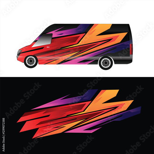 Cargo van body livery sticker design for delivery company.