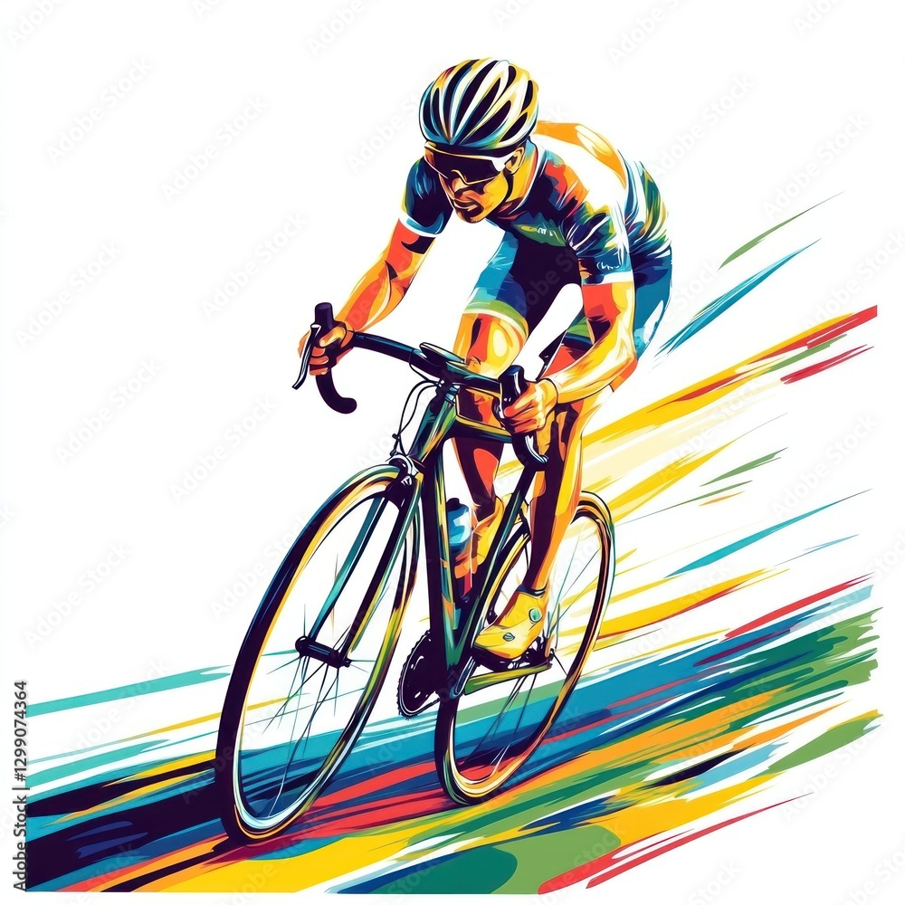 Fototapeta premium Cyclist in Action Illustration