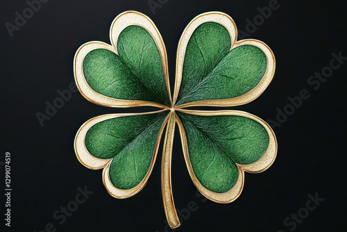 A beautiful shamrock clover with rich green hues and detailed leaf veins, capturing the essence of St. Patrick's Day and representing good fortune in a charming way