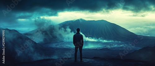 Majestic Bromo Volcano: Solo Traveler Amidst Nature's Beauty