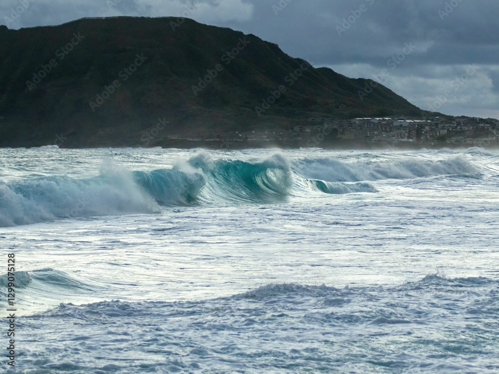 Massive Ocean Waves at Pyramid Rock Kaneohe Bay Hawaii Massive Ocean Waves at Pyramid Rock Kaneohe Bay Hawaii