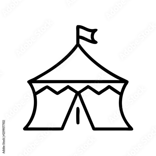 Circus tent illustration in black outline, modern design