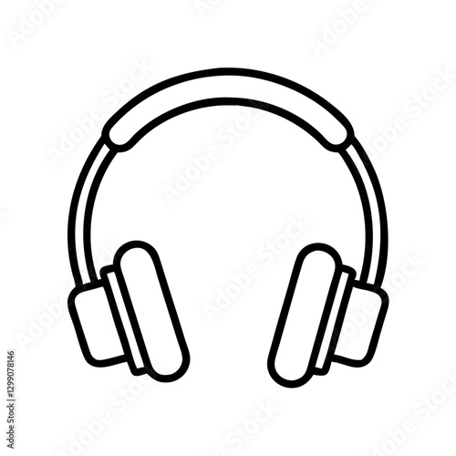 Headphones icon in black outline, modern design for music and audio