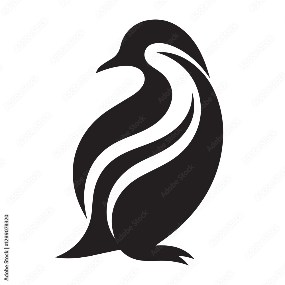 Elegant Penguin Silhouette in Minimalist Abstract Style Elegant Penguin Silhouette in Minimalist Abstract Style