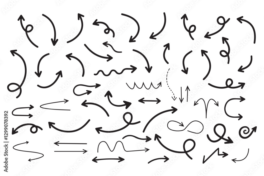 Naklejka premium Hand drawn arrow mark icons vector