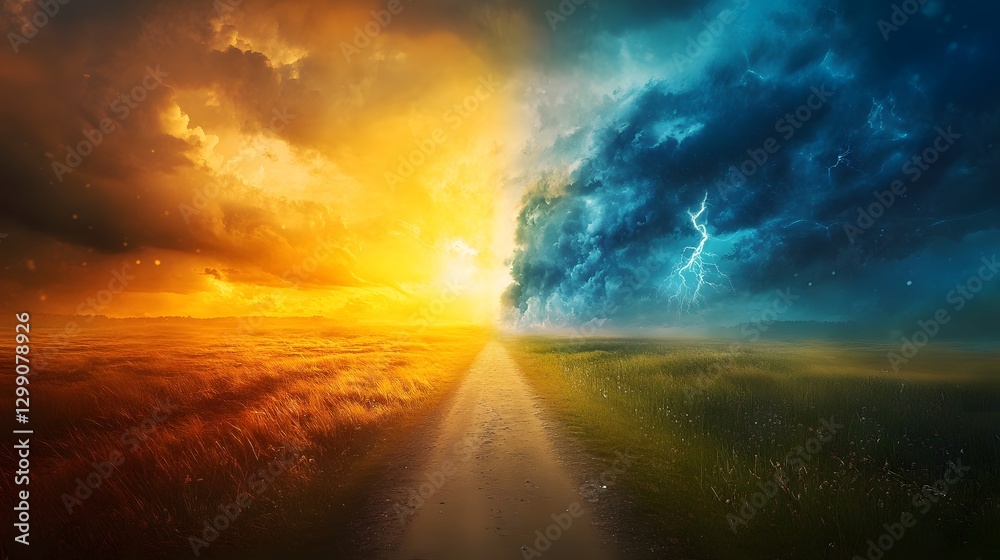 Abstract Landscape of Sunrise and Storms Abstract Landscape of Sunrise and Storms