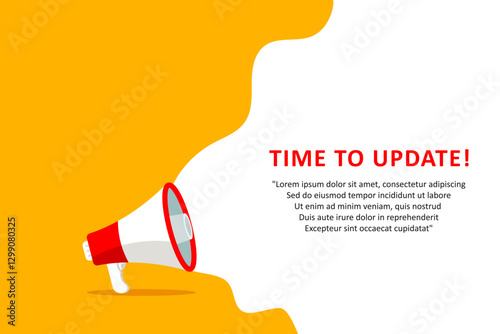Time to Update, banner with megaphone. Time to Update speech bubble banner. Vector illustration for retail shopping online marketing template, banner, poster, and background.