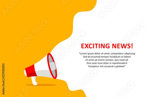 Exciting News, banner with megaphone. Exciting news speech bubble banner. Vector illustration for retail shopping online marketing template, banner, poster, and background.