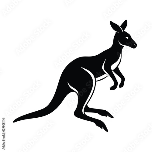 kangaroo vector illustration Silhouette on white background