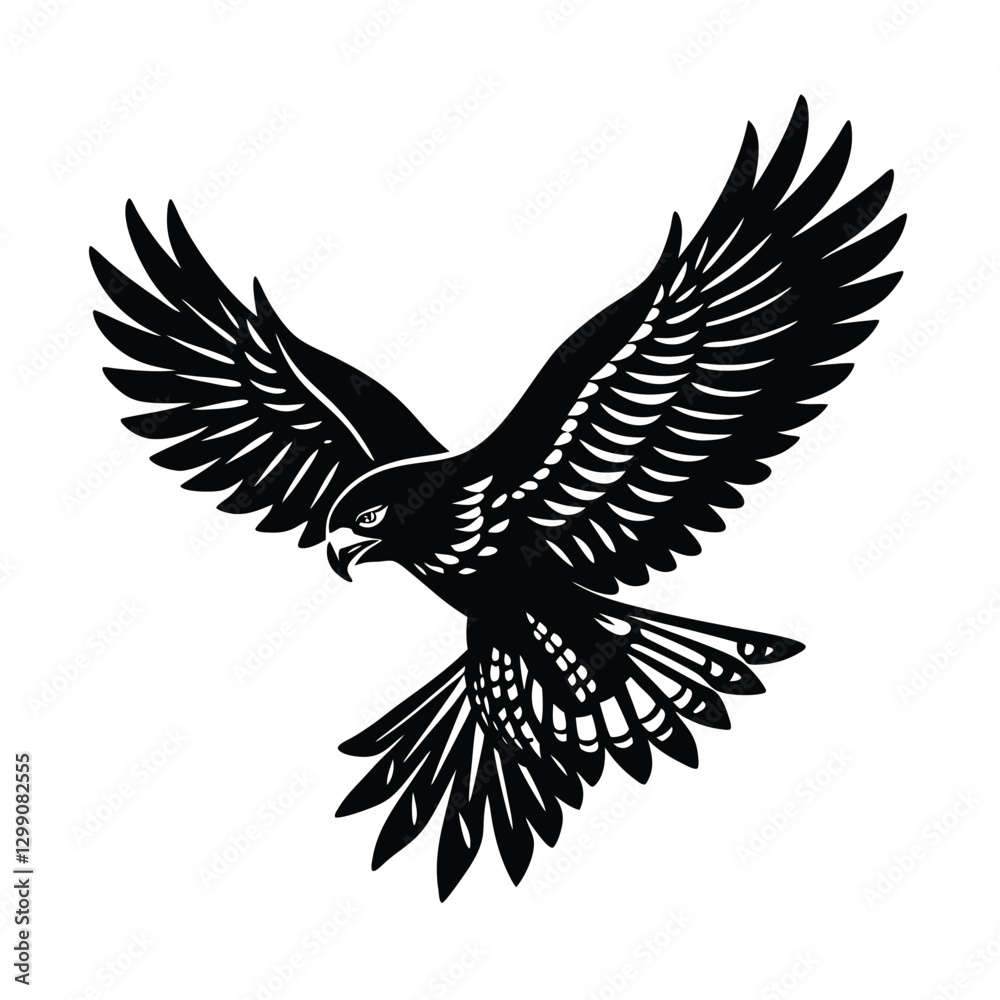 Fototapeta premium Eagle vector illustration Silhouette on white background 