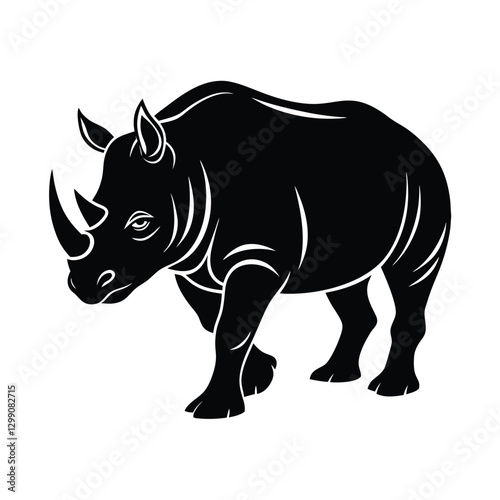 Rhino vector illustration Silhouette on white background
