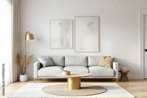 Modern Cozy Living Room with Golden Accents