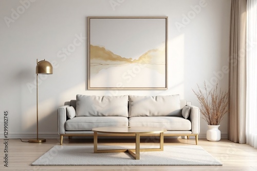 Modern Cozy Living Room with Golden Accents