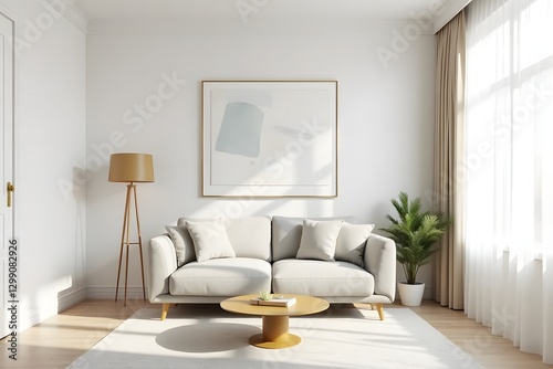 Modern Cozy Living Room with Golden Accents