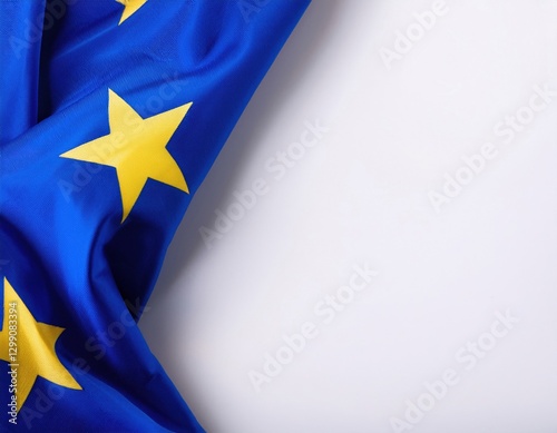 A blue flag with yellow stars is partially visible, symbolizing the European Union