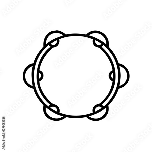 Tambourine icon in black outline, modern design