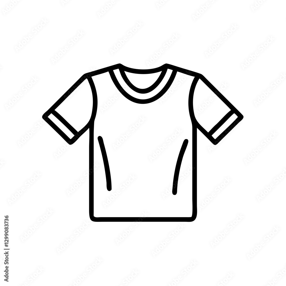 T-shirt icon in black outline, modern design, symbolizes casual clothing T-shirt icon in black outline, modern design, symbolizes casual clothing