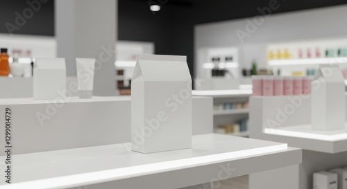 White Packaging Mockup in Modern Store Setting