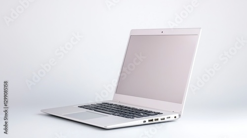 Sleek Silver Laptop on White Background Minimalist Technology Design