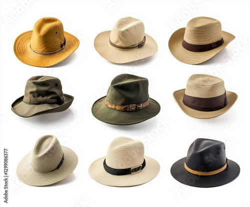 Wallpaper Mural Collection of safari hats isolated on a white background Torontodigital.ca