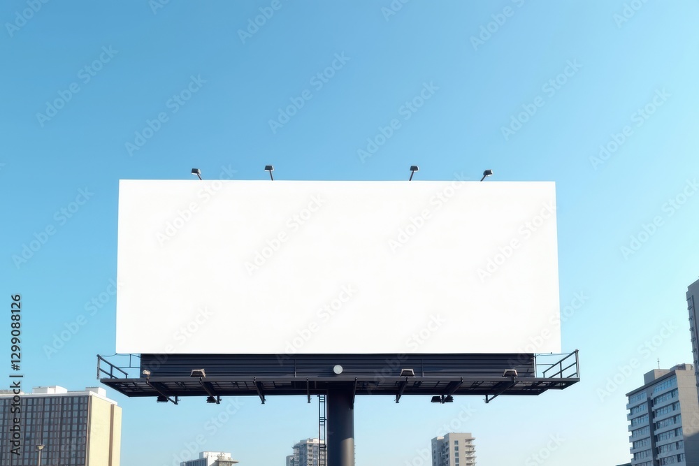 Empty billboard stands against clear blue sky Empty billboard stands against clear blue sky