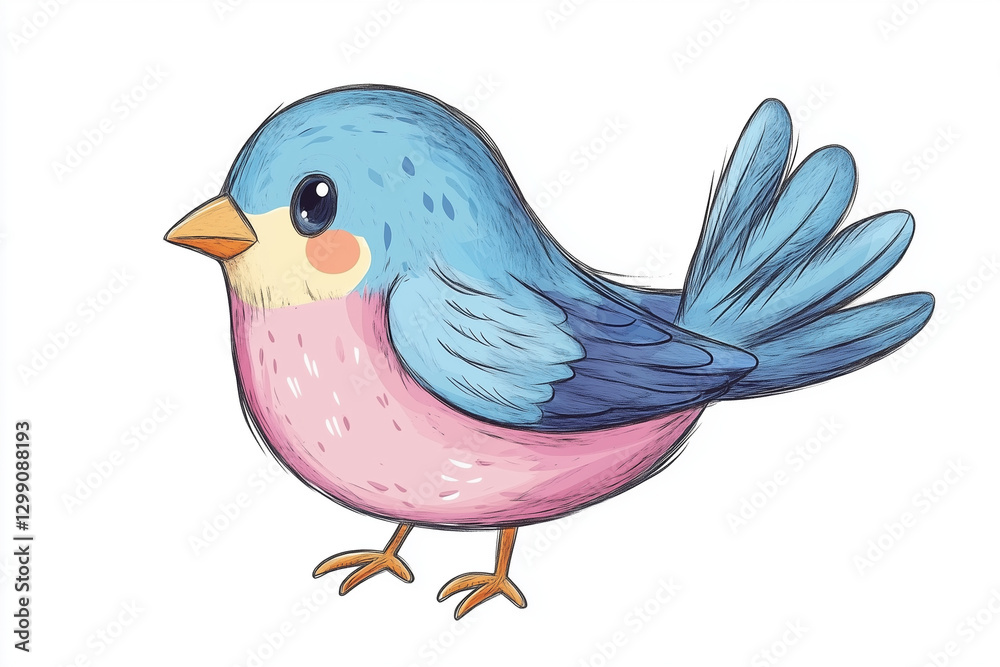 Obraz premium beautiful bird cartoon drawing style isolated