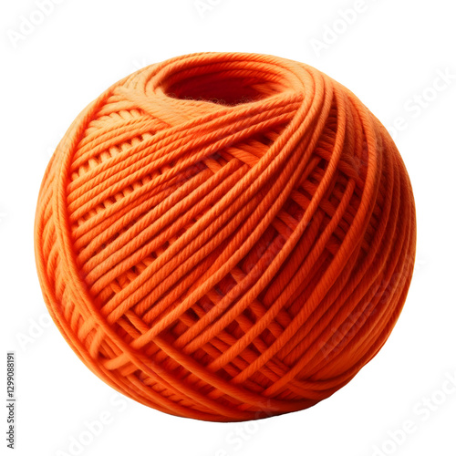 Vibrant orange yarn ball isolate on White background