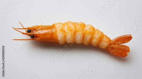 A Detailed Close Up of Cooked Shrimp on Neutral Background