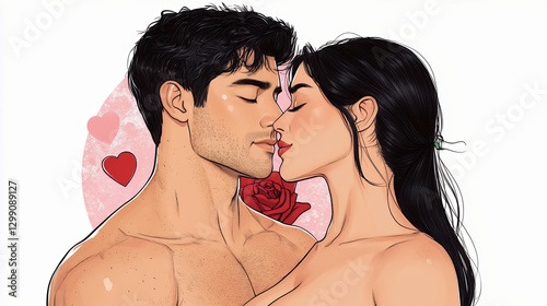 A Passionate Embrace A Tender Moment Of Intimacy Between A Man And Woman