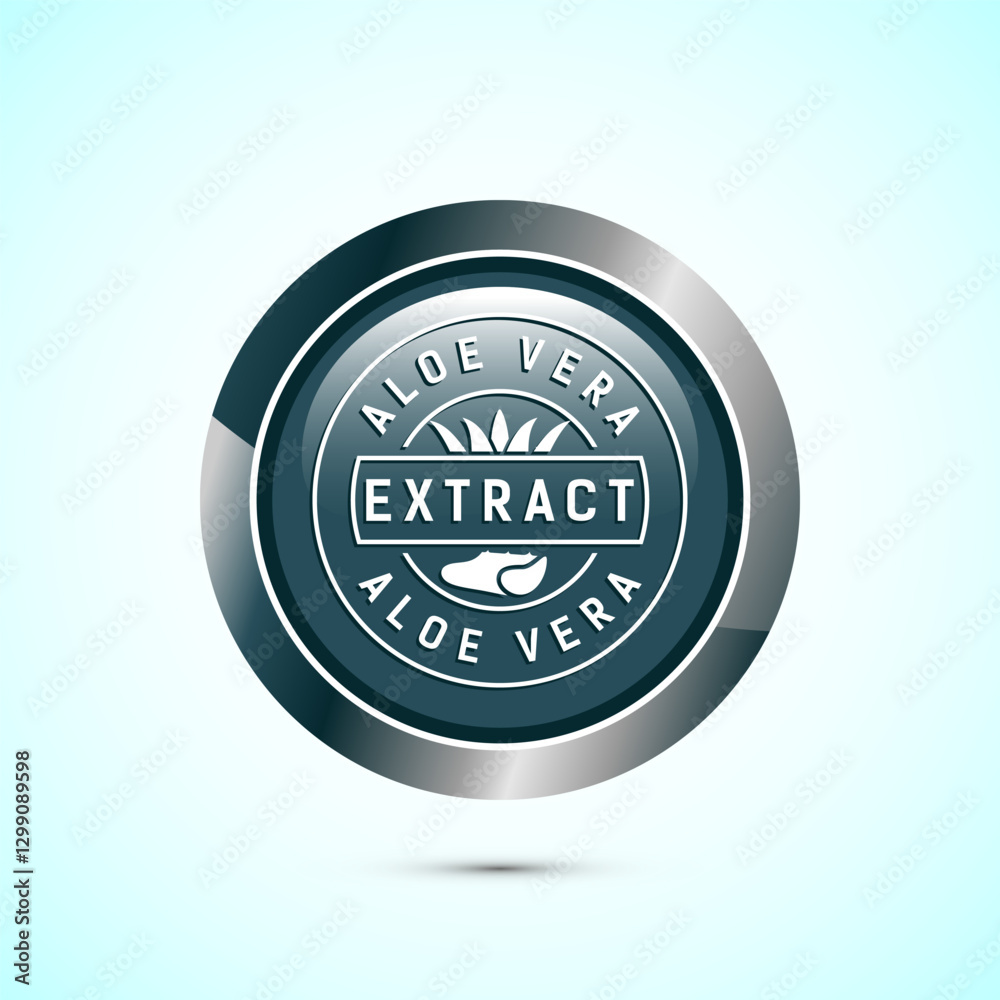 Fototapeta premium Aloe vera extract icon design illustration. Aloe vera badge label for product packaging, Gray color round button design