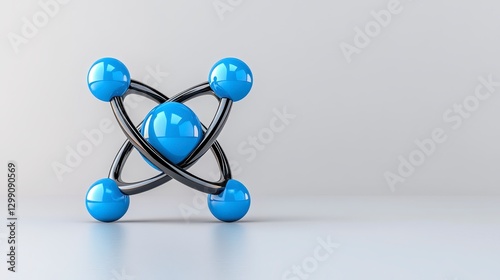 Abstract Atom Model 3D Rendering of Electrons Orbiting Nucleus