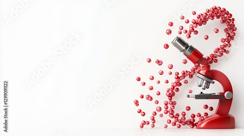 Abstract Red Microscope with Heart Shapes A Medical Research Concept
