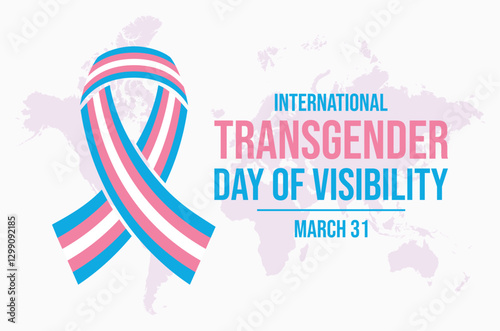 International Transgender Day of Visibility poster vector illustration. Transgender awareness ribbon icon vector. LGBTQIA transgender pride flag symbol. Template for background, banner, card. 31 March