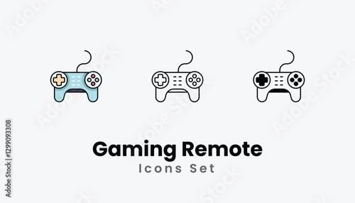 Gaming Remote Icons thin line and glyph vector icon stock illustration