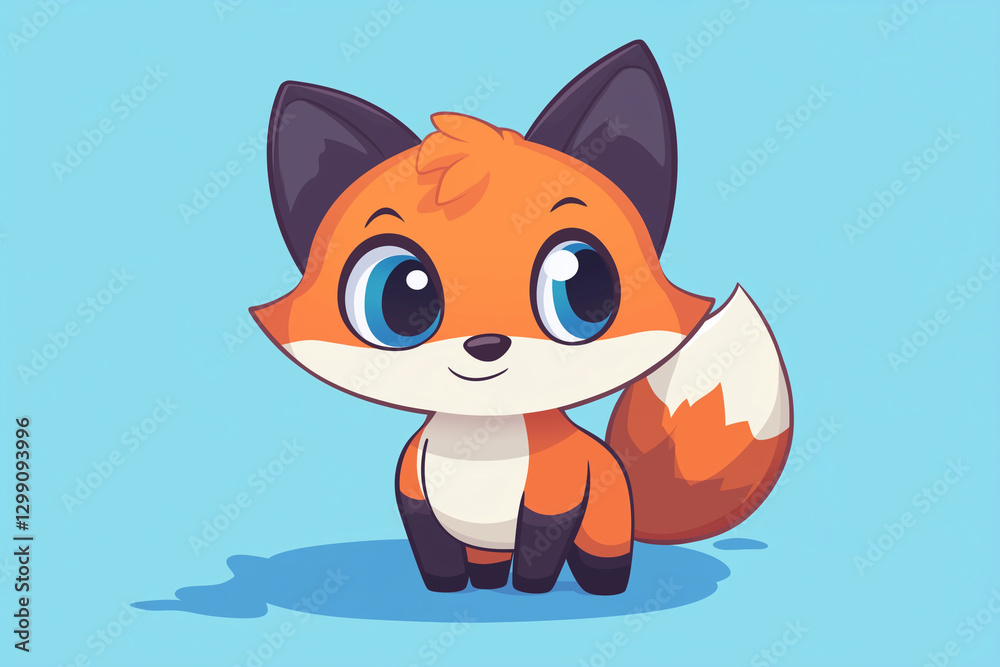Fototapeta premium Digital illustration of a cartoon fox with large pixelated eyes in NFT art style