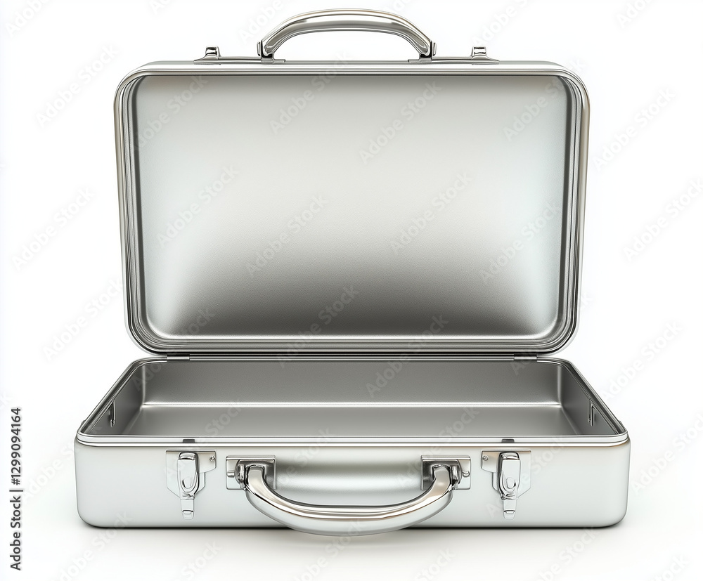 custom made wallpaper toronto digitalOpened 3D silver briefcase empty isolated on a white background