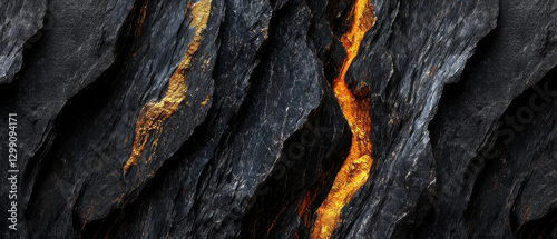 Seamless luxurious rough raw black lava rock background texture, Tile able natural dragon stone or obsidian cave wall repeat pattern, rock texture and pattern, design template, wallpaper, abstract art