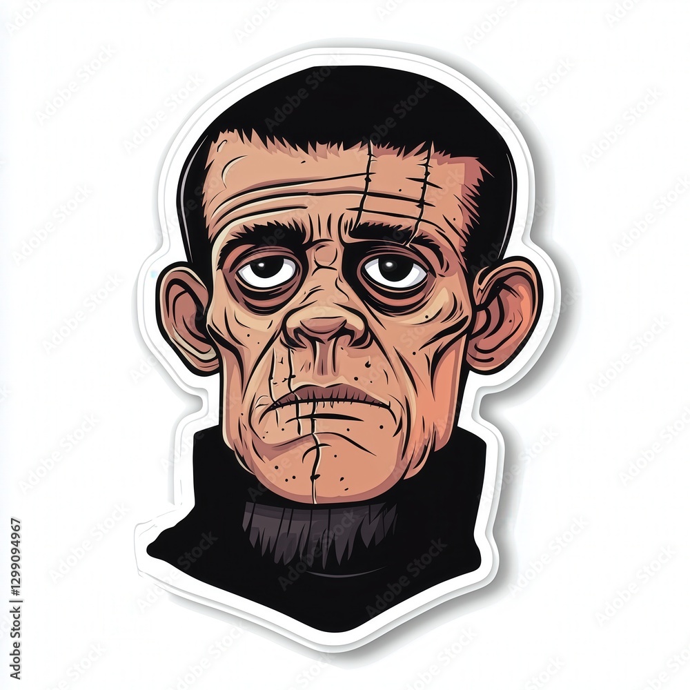 Fototapeta premium Stylized Illustration of a Character with Zombie Appearance on a White Background