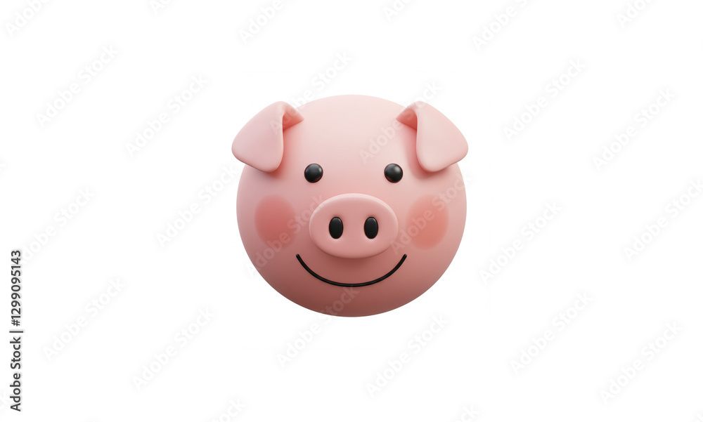 Ultra-Realistic 3D Render of a Happy Cartoon Pig Icon, Perfect for Stock Photography Ultra-Realistic 3D Render of a Happy Cartoon Pig Icon, Perfect for Stock Photography