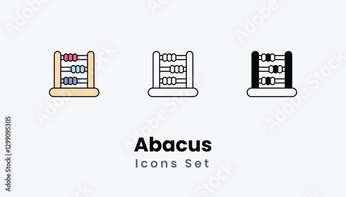 Abacus Icons thin line and glyph vector icon stock illustration