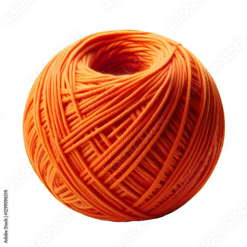 Vibrant orange yarn ball isolate on White background