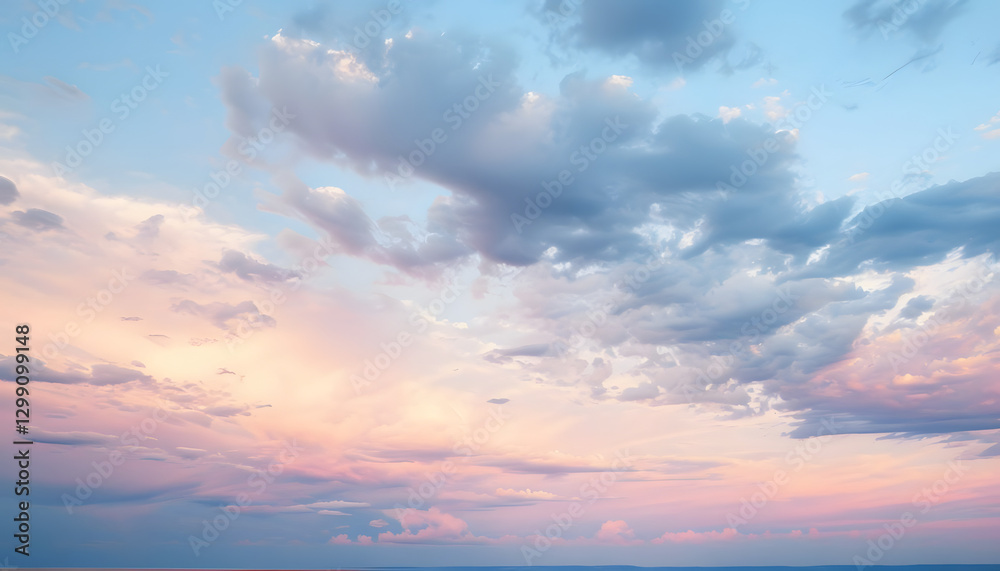 Clouds over the sea, Serene Sunset Sky With Pastel Hues And Dynamic Clouds Clouds over the sea, Serene Sunset Sky With Pastel Hues And Dynamic Clouds