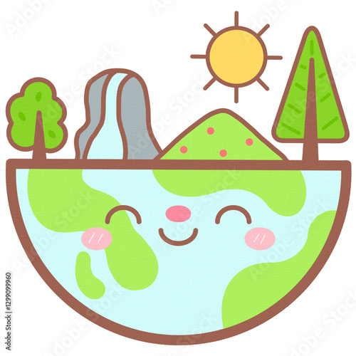 Cute World Earth Day Cartoon Character