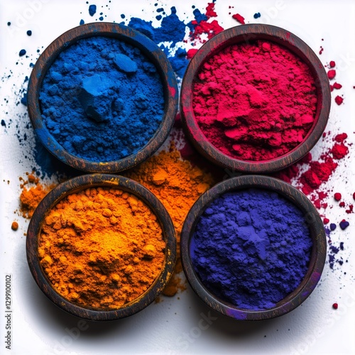 Colorful Powdered Pigments Arranged in a Vibrant Wheel Pattern for Artistic P...