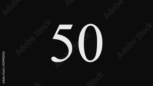 Abstract animated second coundown numbers neon glow 100 second on black background.