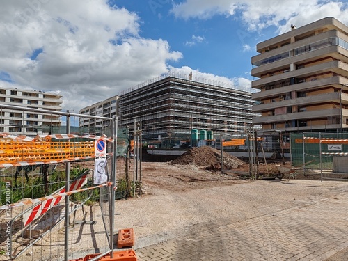 Rome, Italy - 27 February 2025, view of a building site in the construction of large social housing projects in the suburb of Laurentina.