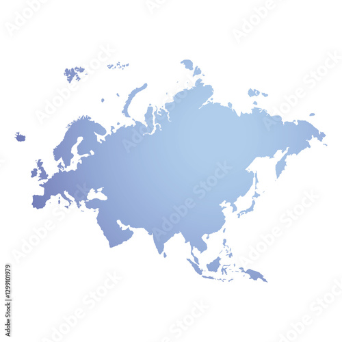 Map of Eurasia, sign silhouette. World Map Globe. Vector Illustration isolated on white background. Europe and Asia continent.