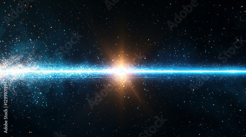 Abstract energy beam, radiating a powerful glow horizontally on a black background